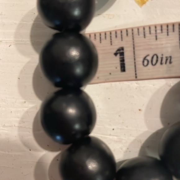 8” 13 large round black beaded adjustable stretch bangle bracelet - Picture 10 of 11